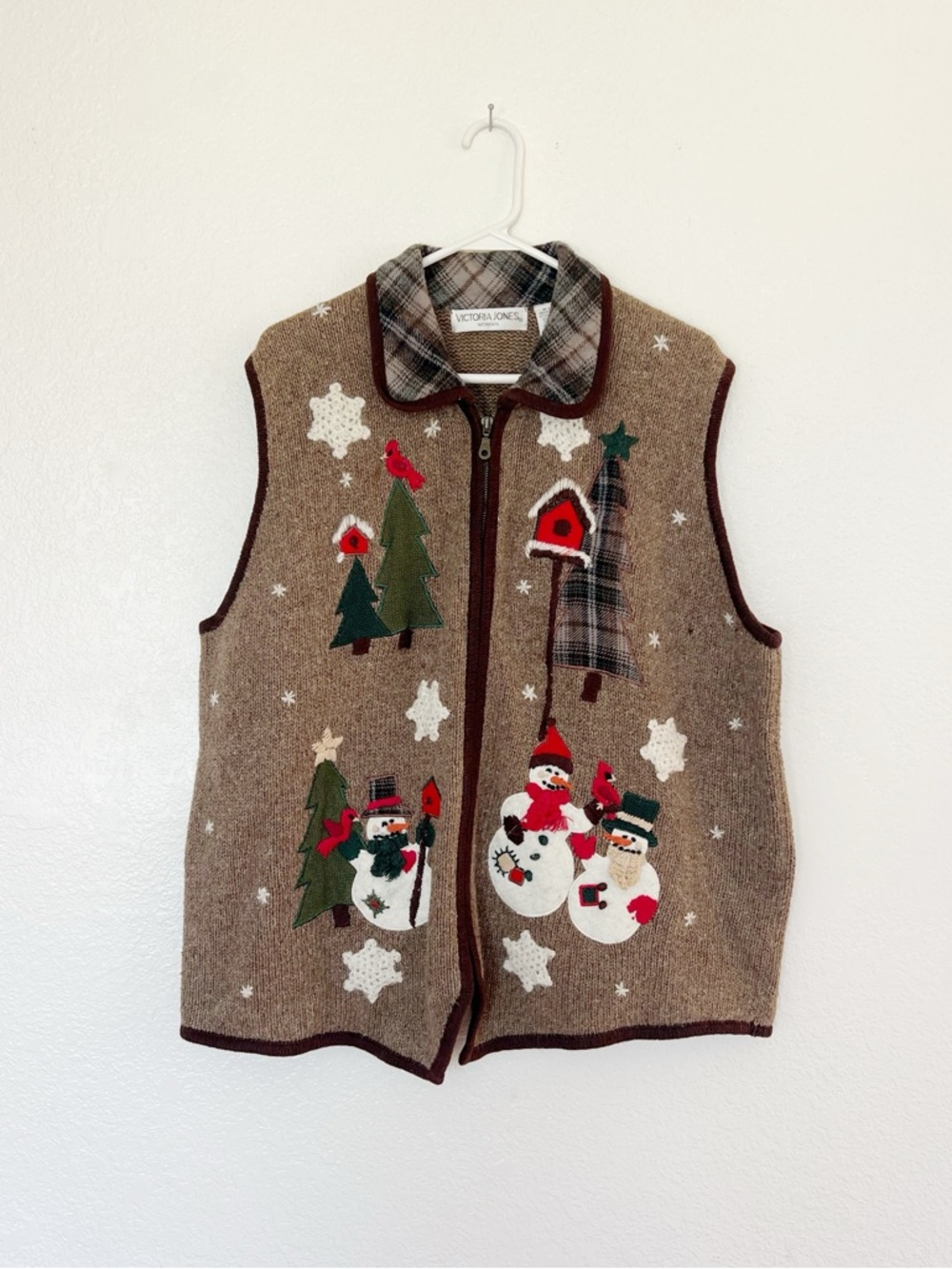 Vintage 90s Christmas Vest Snowman Forest Kitsch Holiday Sweater Novelty Kitsch